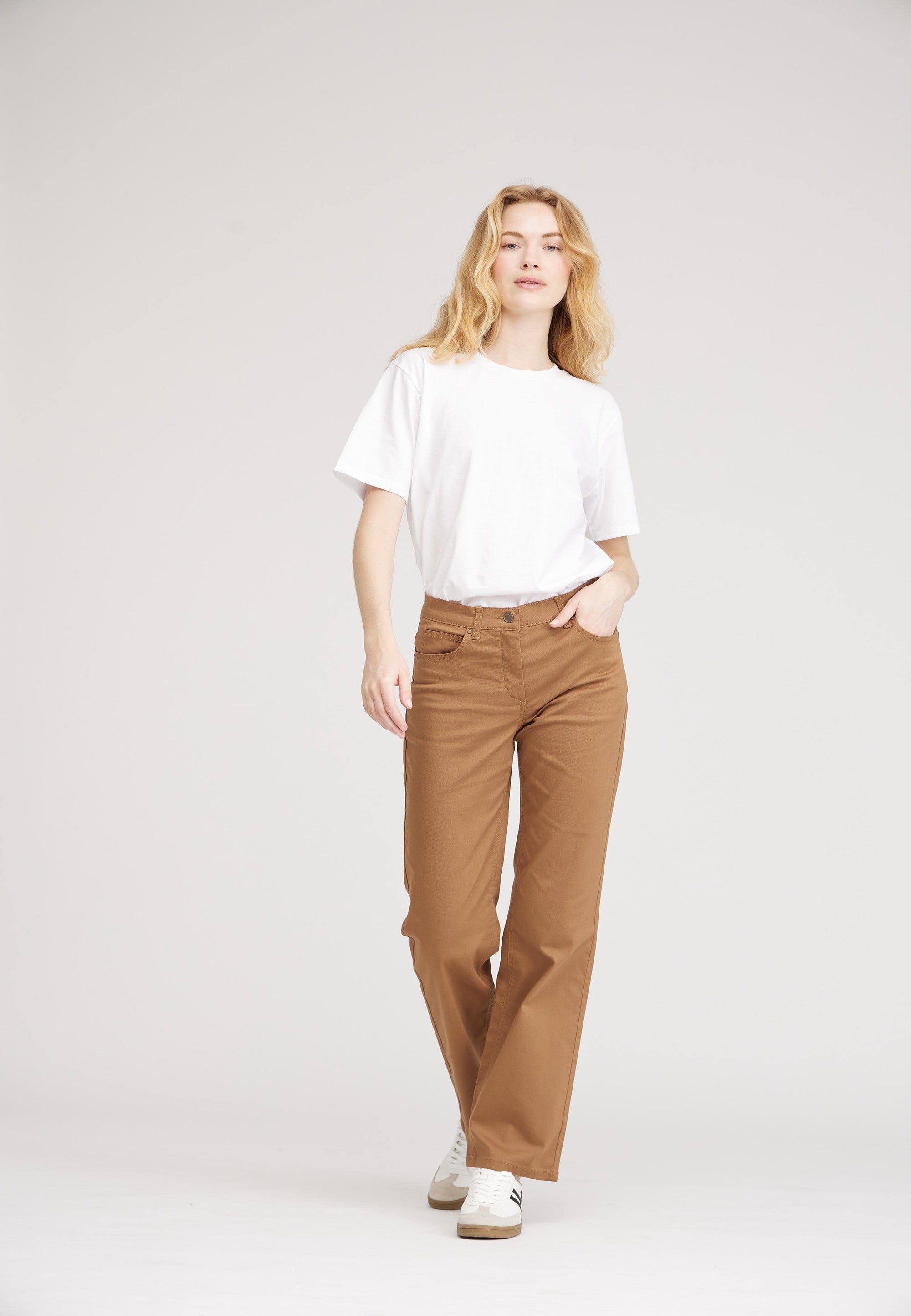 LAURIE  Amelia Straight - Medium Length Trousers STRAIGHT Kamel