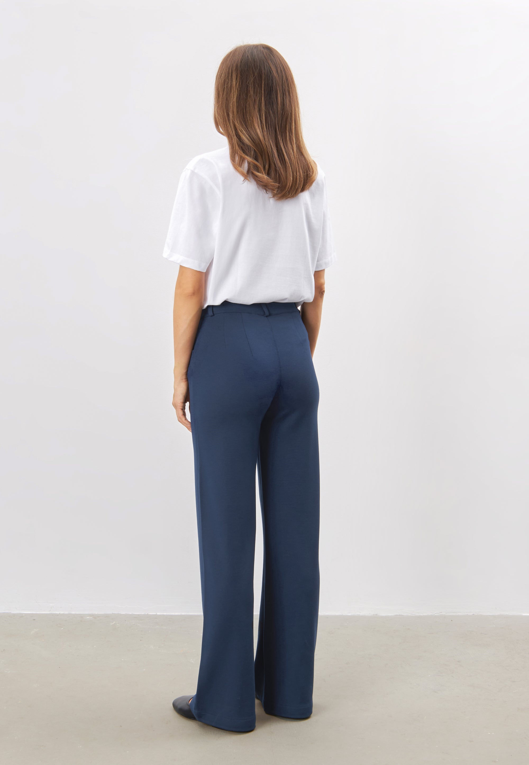 LAURIE  Donna Loose - Medium Length Trousers LOOSE 49103 Navy brushed