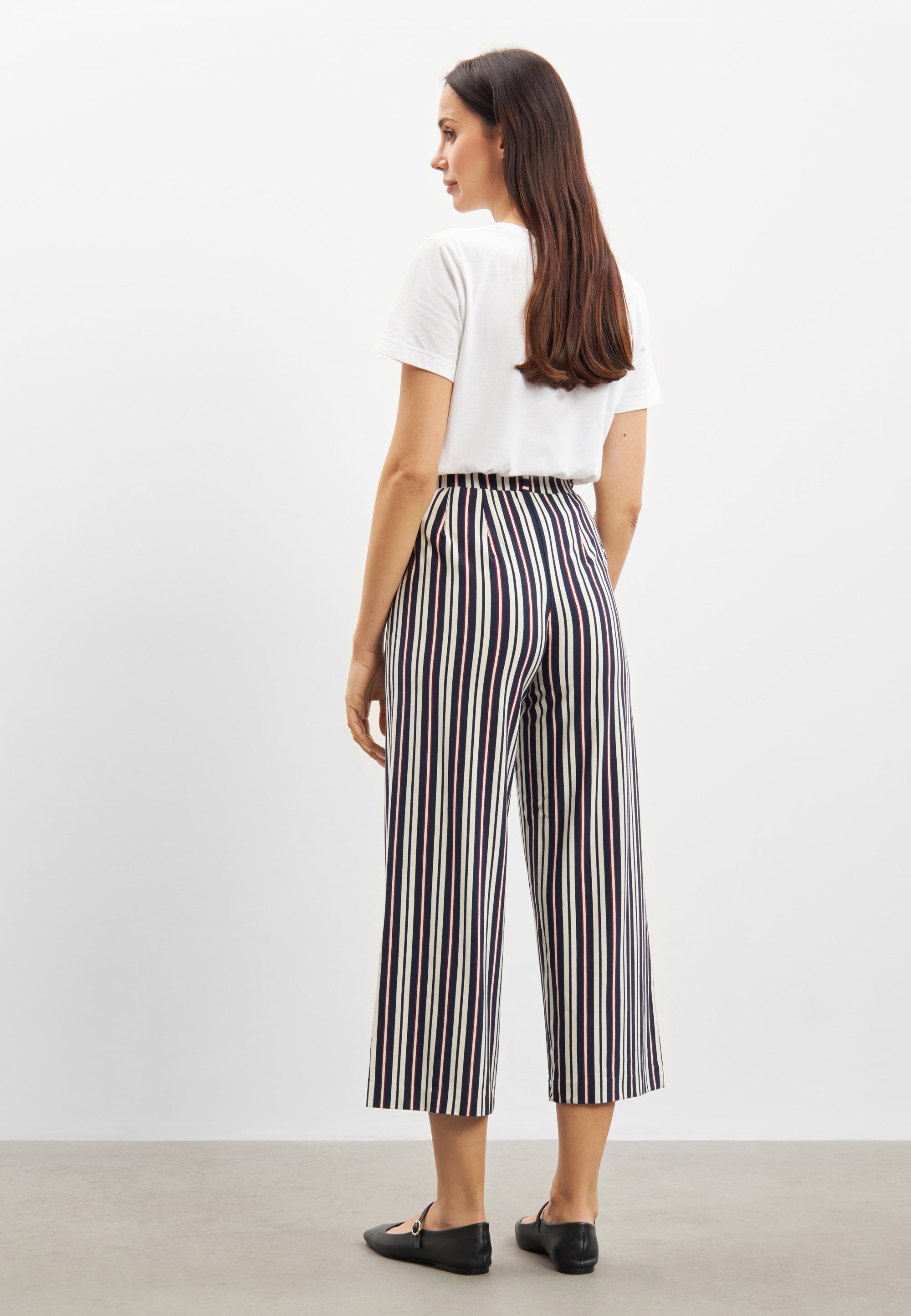 LAURIE  Donna Loose Jersey Crop Trousers LOOSE 49139 Nautical Stripe