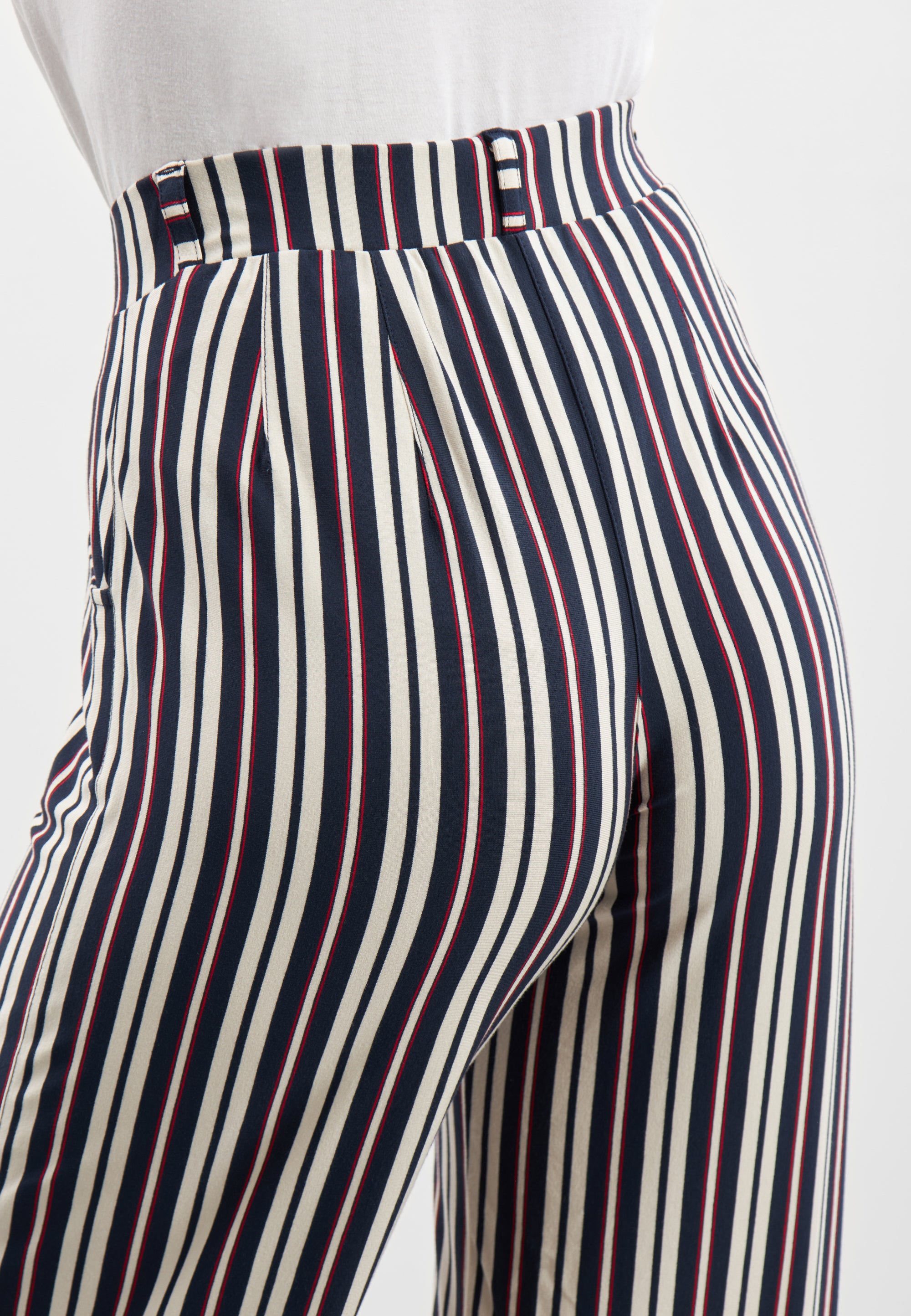 LAURIE  Donna Loose Jersey Crop Trousers LOOSE 49139 Nautical Stripe