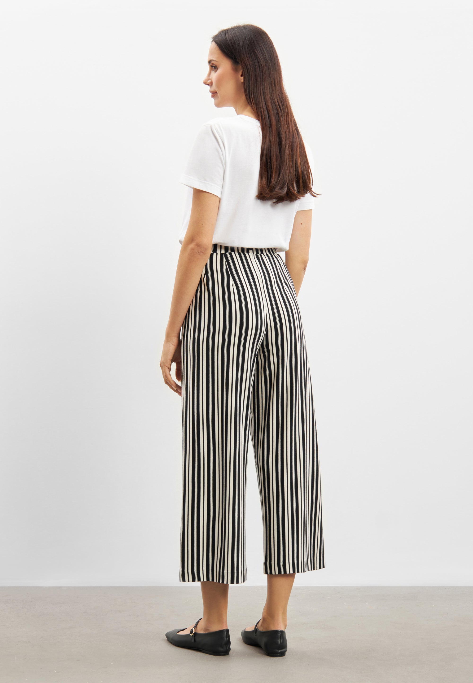 LAURIE  Donna Loose Jersey Crop Trousers LOOSE 99139 Elegant Stripe