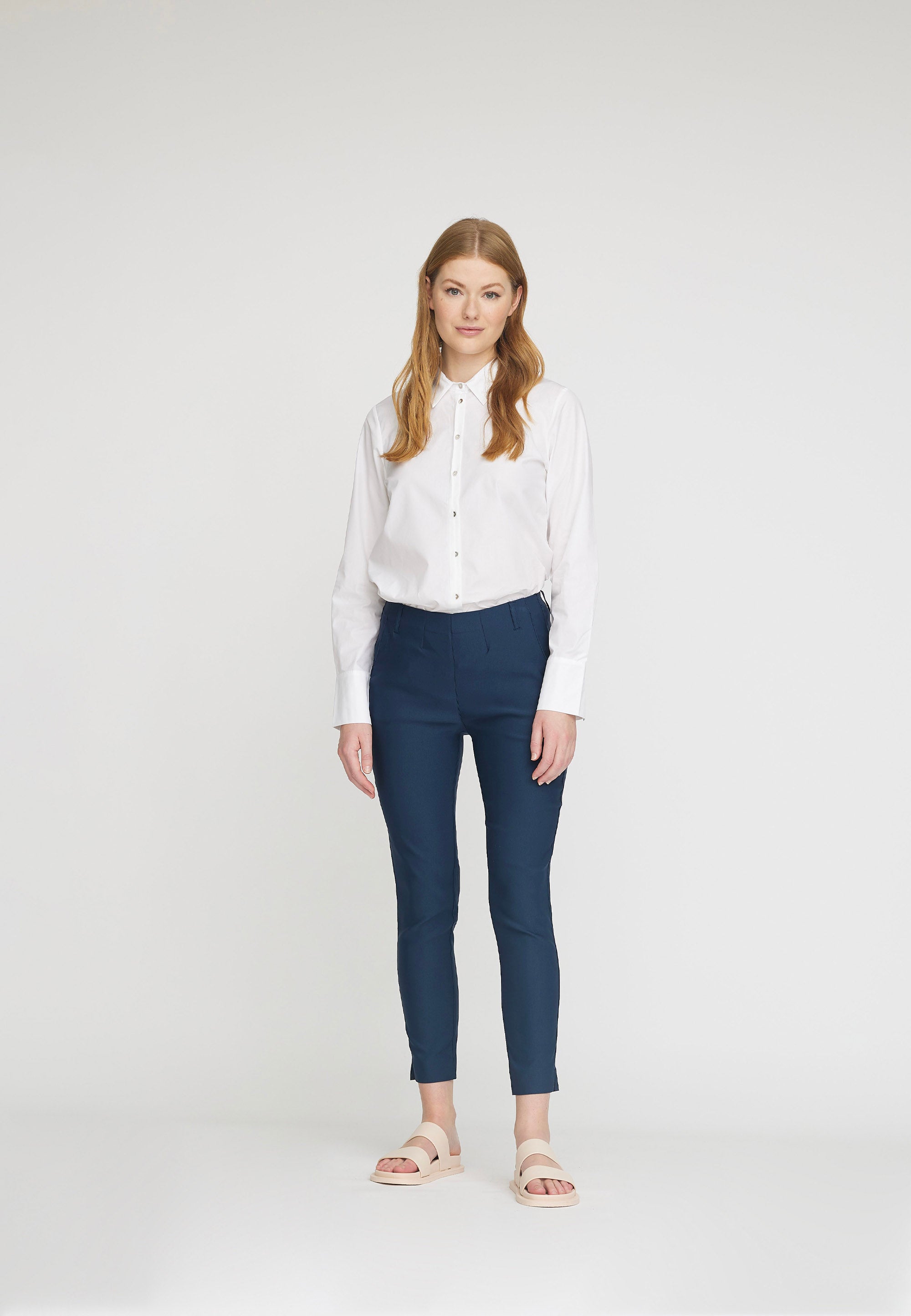 LAURIE Elizabeth Slim Crop Trousers SLIM Marine