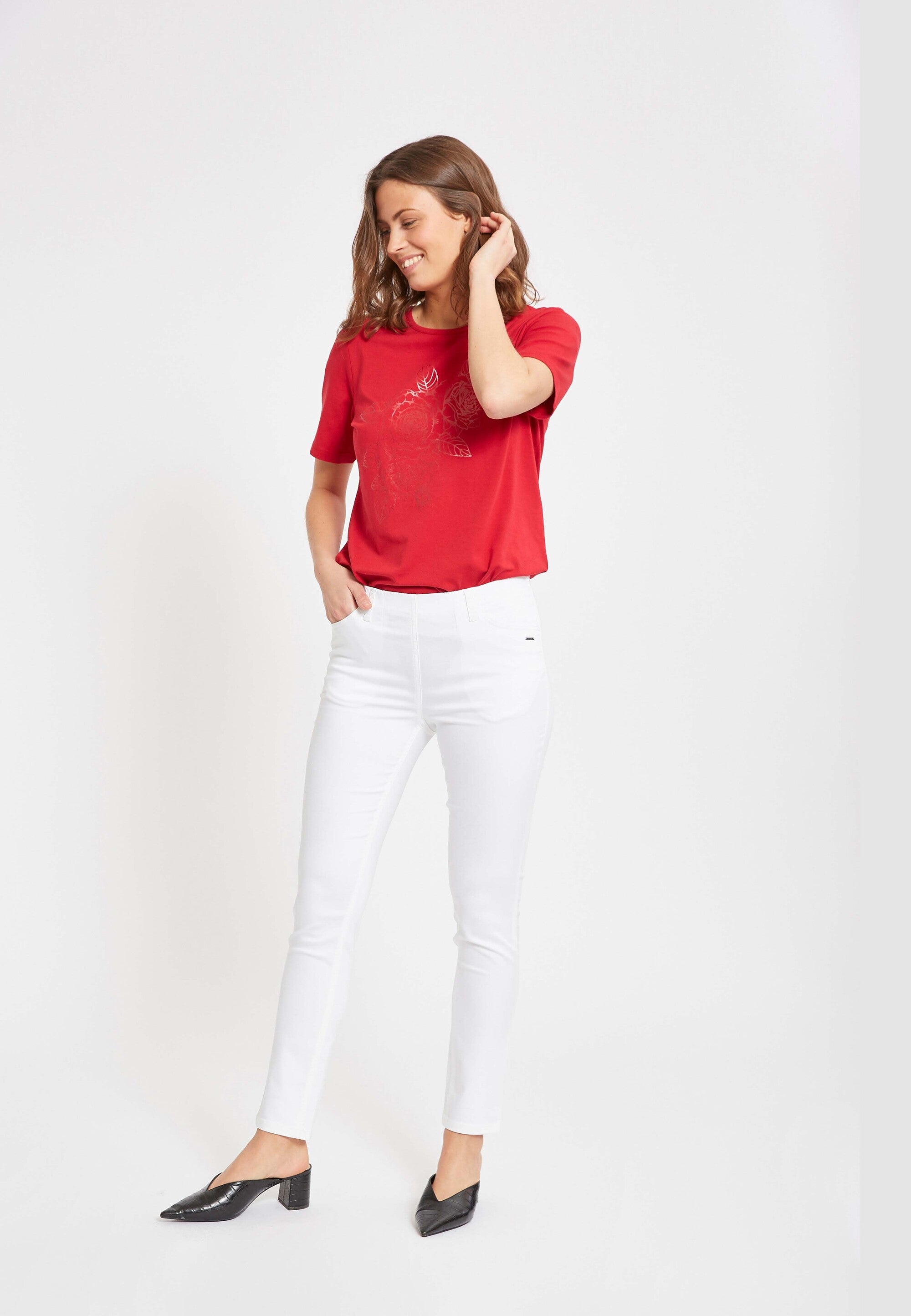 LAURIE  Grace Slim - Short Length Trousers SLIM Weiss