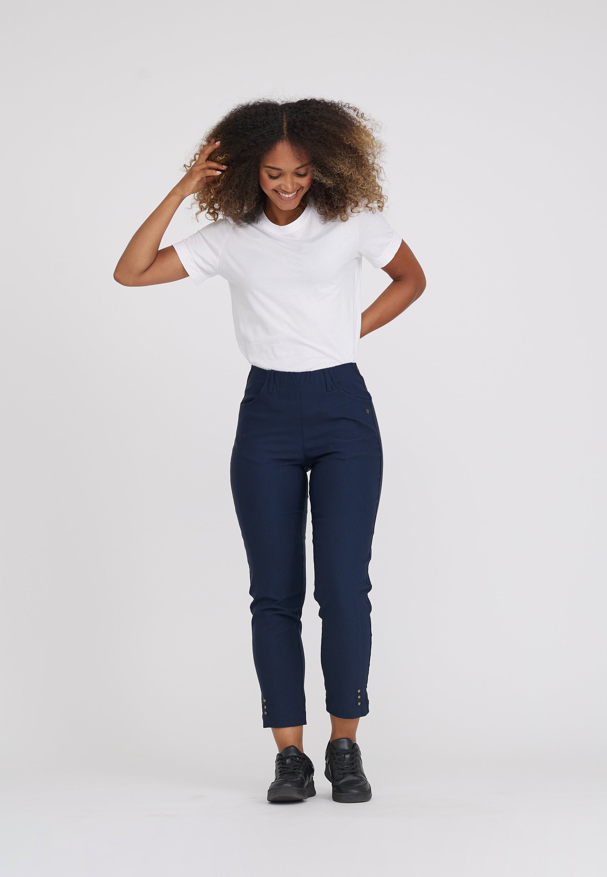 LAURIE  Rose Regular Crop Trousers REGULAR Marine